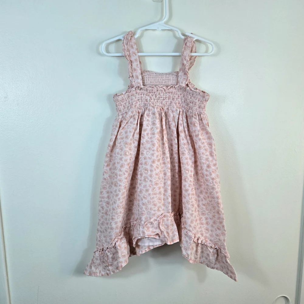 Cynthia‎ Rowley Girls Pink Animal Print Sleeveless Smocked Lagenlook Sundress 4T